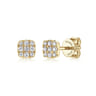 14K Yellow Gold Pave Diamond Cushion Cut Stud Earrings - 0.11 ct