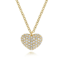 14K Yellow Gold Pavé Diamond Encrusted Heart Necklace