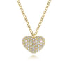 14K Yellow Gold Pave Diamond Encrusted Heart Necklace - 0.35 ct