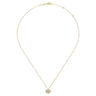 14K Yellow Gold Pave Diamond Encrusted Heart Necklace - 0.35 ct