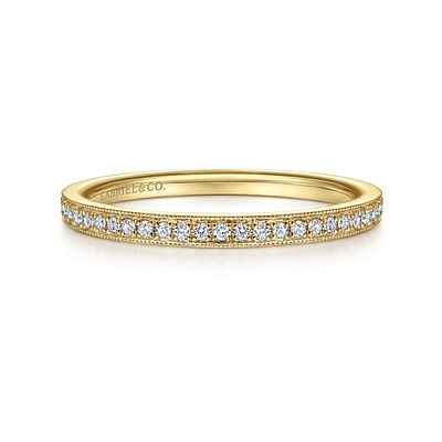14K Yellow Gold Pave Diamond Eternity Stackable Ring