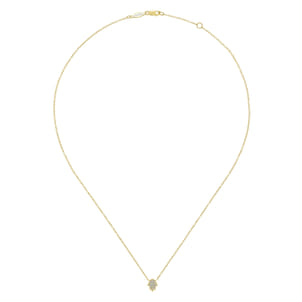 14K Yellow Gold Pave Diamond Hamsa Pendant Necklace