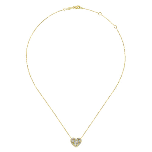 14K Yellow Gold Pave Diamond Heart Pendant Necklace - 0.25 ct - Shot 2
