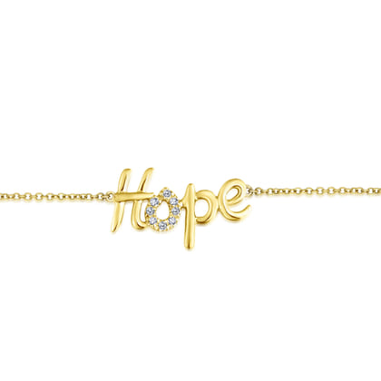 14K Yellow Gold Pave Diamond Hope Bracelet