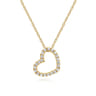 14K Yellow Gold Pave Diamond Open Heart Necklace - 0.11 ct