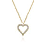 14K Yellow Gold Pave Diamond Open Heart Necklace - 0.12 ct