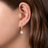 14K Yellow Gold Pave Diamond Pearl Drop Earrings - 0.14 ct