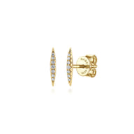 14K Yellow Gold Pave Diamond Spiked Stud Earrings
