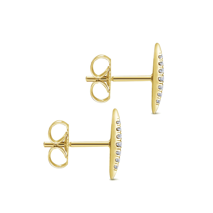 14K Yellow Gold Pave Diamond Spiked Stud Earrings