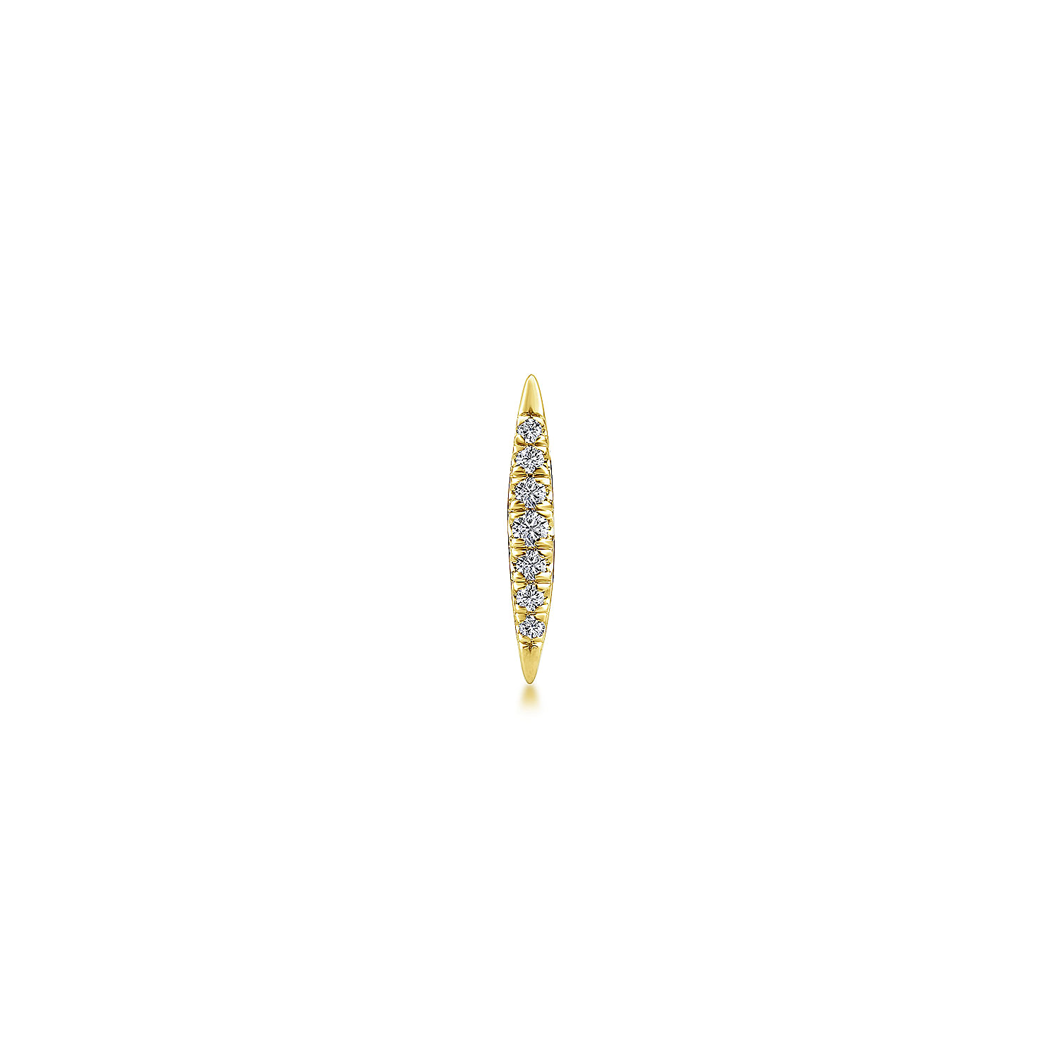 14K Yellow Gold Pave Diamond Spiked Stud Single Earring