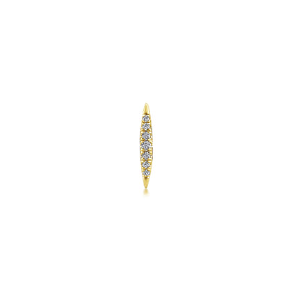 14K Yellow Gold Pave Diamond Spiked Stud Single Earring