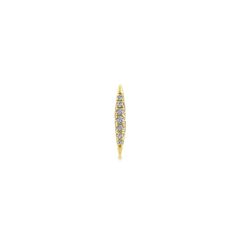14K Yellow Gold Pave Diamond Spiked Stud Single Earring - 0.04 ct - Shot 2
