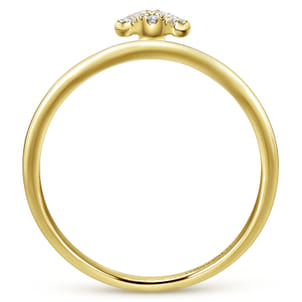 14K Yellow Gold Pave Diamond Uppercase A Initial Ring