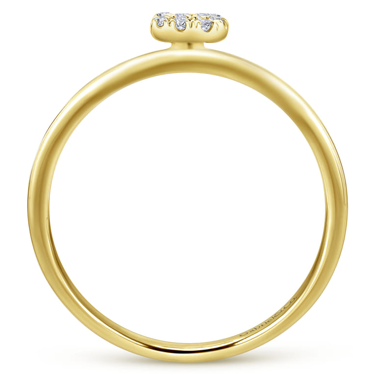 14K Yellow Gold Pave Diamond Uppercase B Initial Ring - 0.08 ct - Shot 2