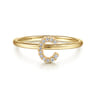 14K Yellow Gold Pave Diamond Uppercase C Initial Ring - 0.05 ct