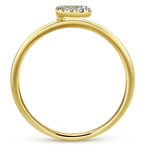 14K Yellow Gold Pave Diamond Uppercase C Initial Ring - 0.05 ct - Shot 2