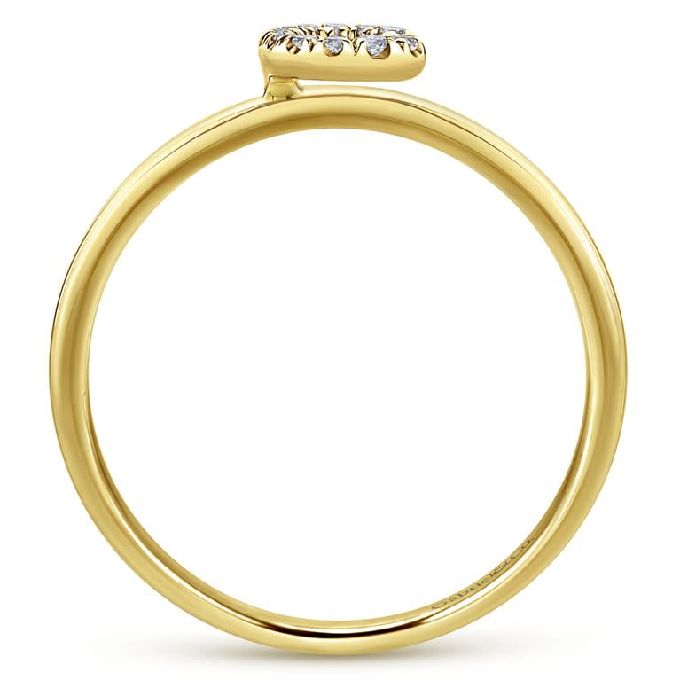 14K Yellow Gold Pave Diamond Uppercase C Initial Ring - 0.05 ct - Shot 2