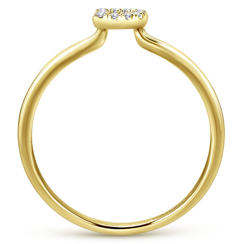 14K Yellow Gold Pave Diamond Uppercase D Initial Ring - 0.07 ct - Shot 2