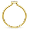 14K Yellow Gold Pave Diamond Uppercase D Initial Ring - 0.07 ct