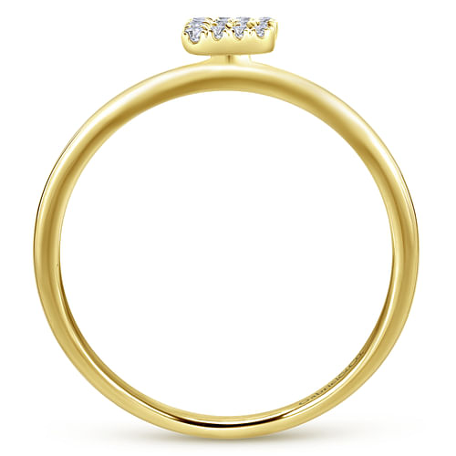 14K Yellow Gold Pave Diamond Uppercase E Initial Ring - 0.06 ct - Shot 2