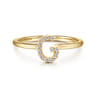 14K Yellow Gold Pave Diamond Uppercase G Initial Ring - 0.07 ct