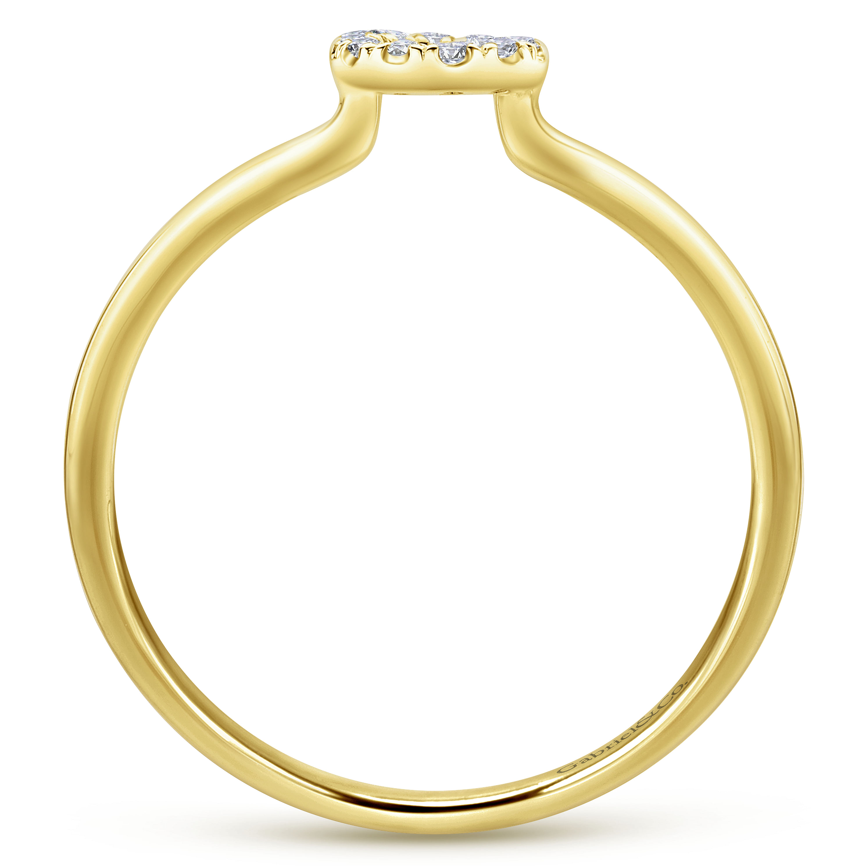 14K Yellow Gold Pave Diamond Uppercase G Initial Ring - 0.07 ct - Shot 2