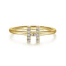 14K Yellow Gold Pave Diamond Uppercase H Initial Ring - 0.07 ct