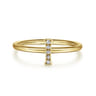 14K Yellow Gold Pave Diamond Uppercase I Initial Ring - 0.03 ct