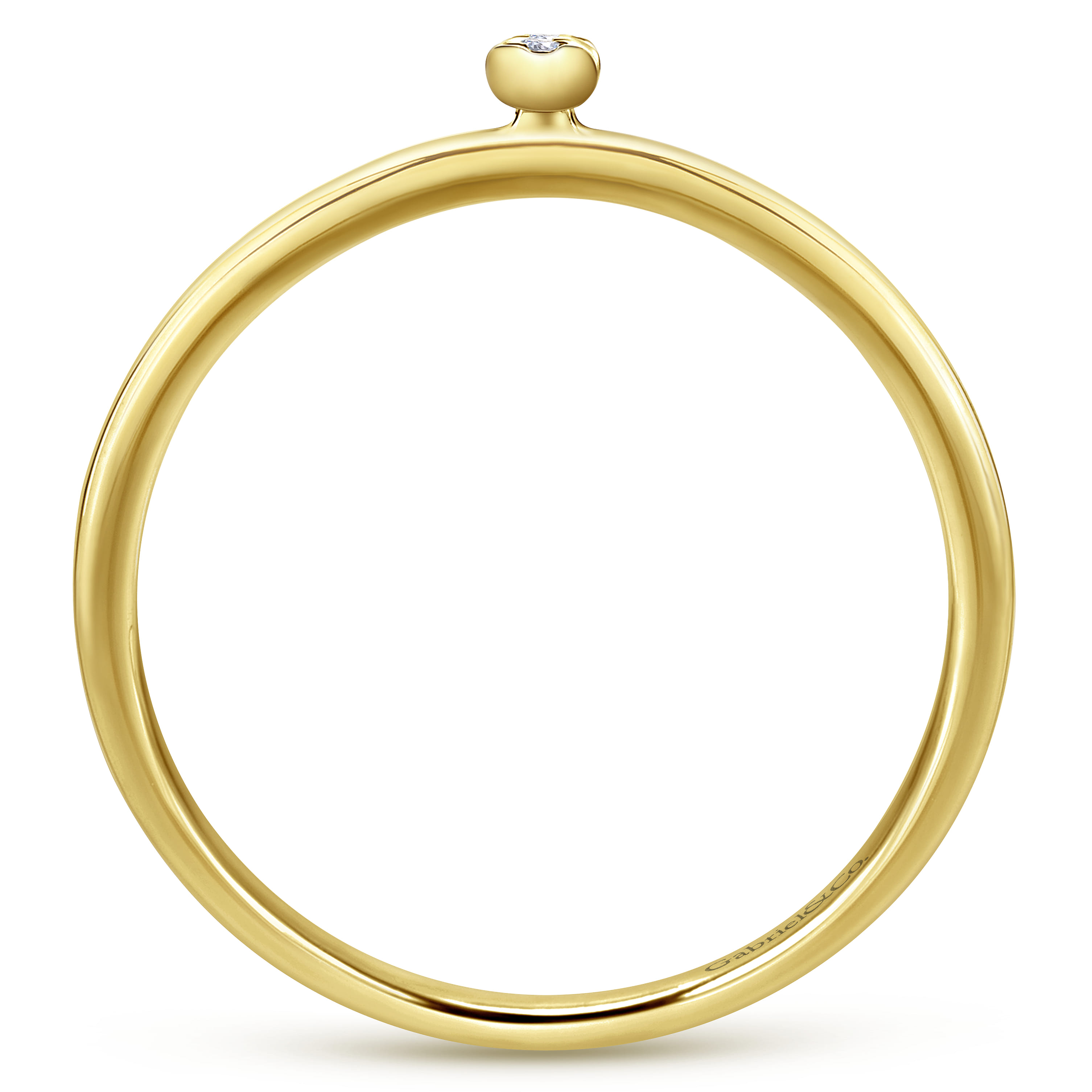 14K Yellow Gold Pave Diamond Uppercase I Initial Ring - 0.03 ct - Shot 2
