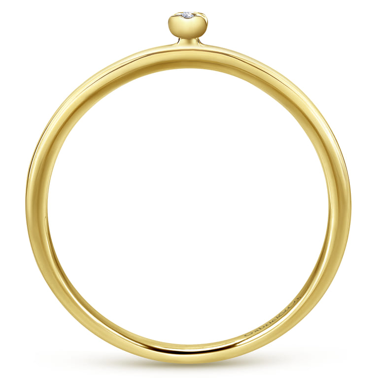 14K Yellow Gold Pave Diamond Uppercase I Initial Ring - 0.03 ct - Shot 2