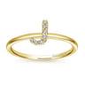 14K Yellow Gold Pave Diamond Uppercase J Initial Ring - 0.04 ct