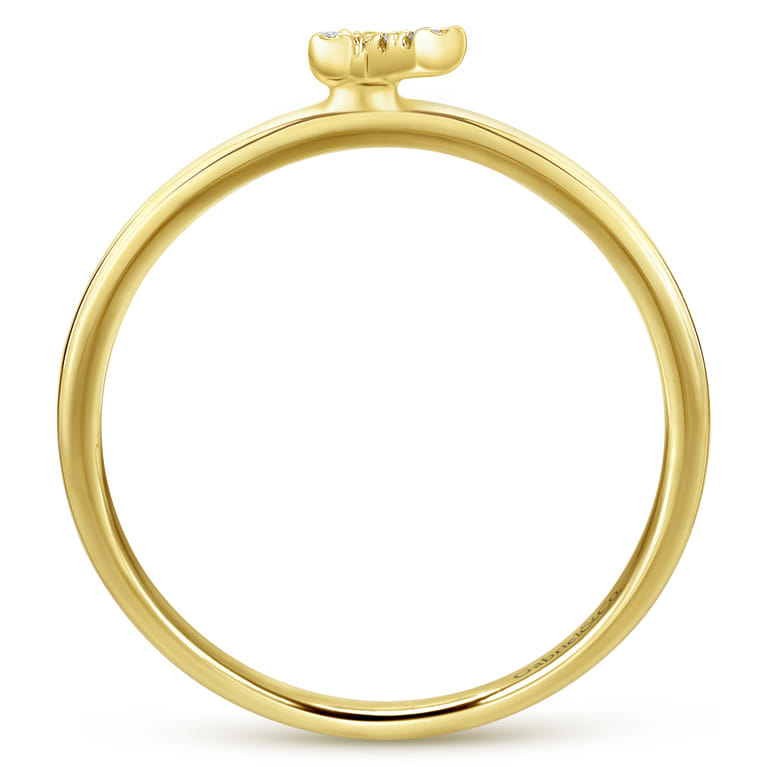 14K Yellow Gold Pave Diamond Uppercase K Initial Ring - 0.05 ct - Shot 2