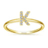 14K Yellow Gold Pave Diamond Uppercase K Initial Ring - 0.05 ct