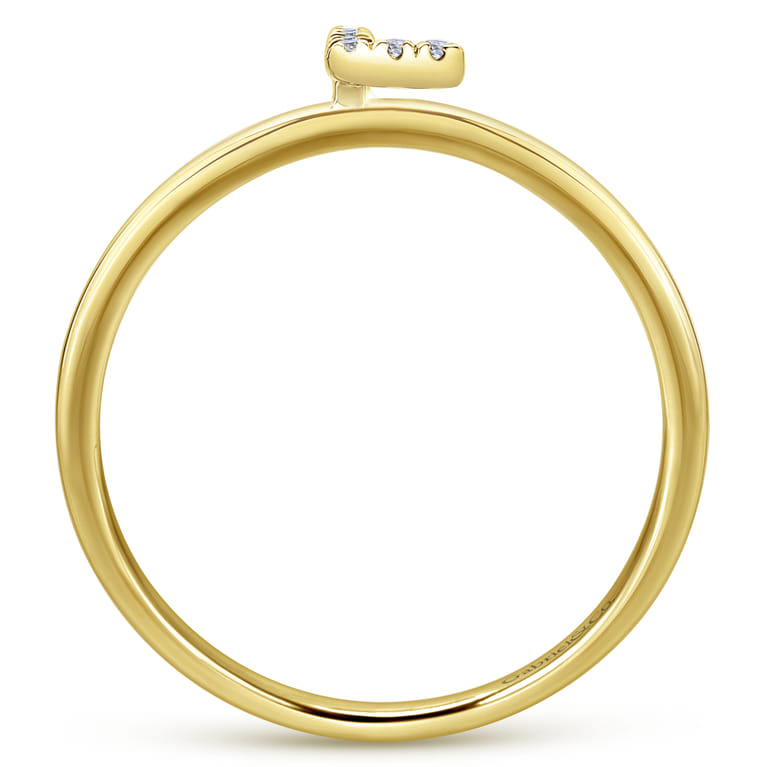 14K Yellow Gold Pave Diamond Uppercase L Initial Ring - 0.04 ct - Shot 2