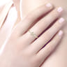 14K Yellow Gold Pave Diamond Uppercase M Initial Ring - 0.07 ct