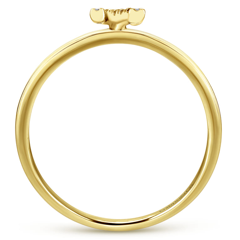 14K Yellow Gold Pave Diamond Uppercase N Initial Ring - 0.06 ct - Shot 2