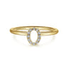 14K Yellow Gold Pave Diamond Uppercase O Initial Ring - 0.06 ct