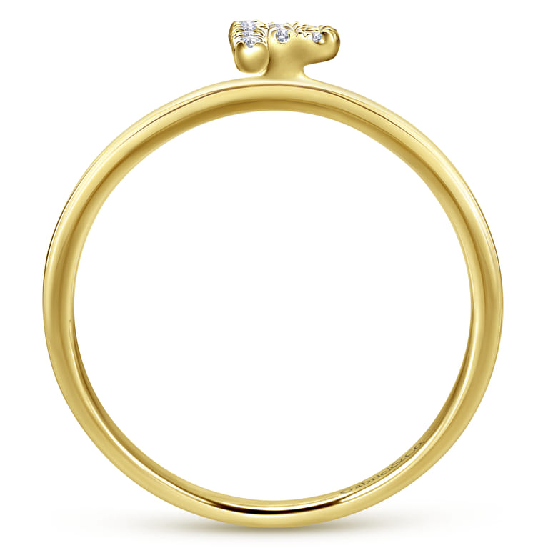14K Yellow Gold Pave Diamond Uppercase P Initial Ring - 0.05 ct - Shot 2