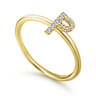 14K Yellow Gold Pave Diamond Uppercase P Initial Ring - 0.05 ct