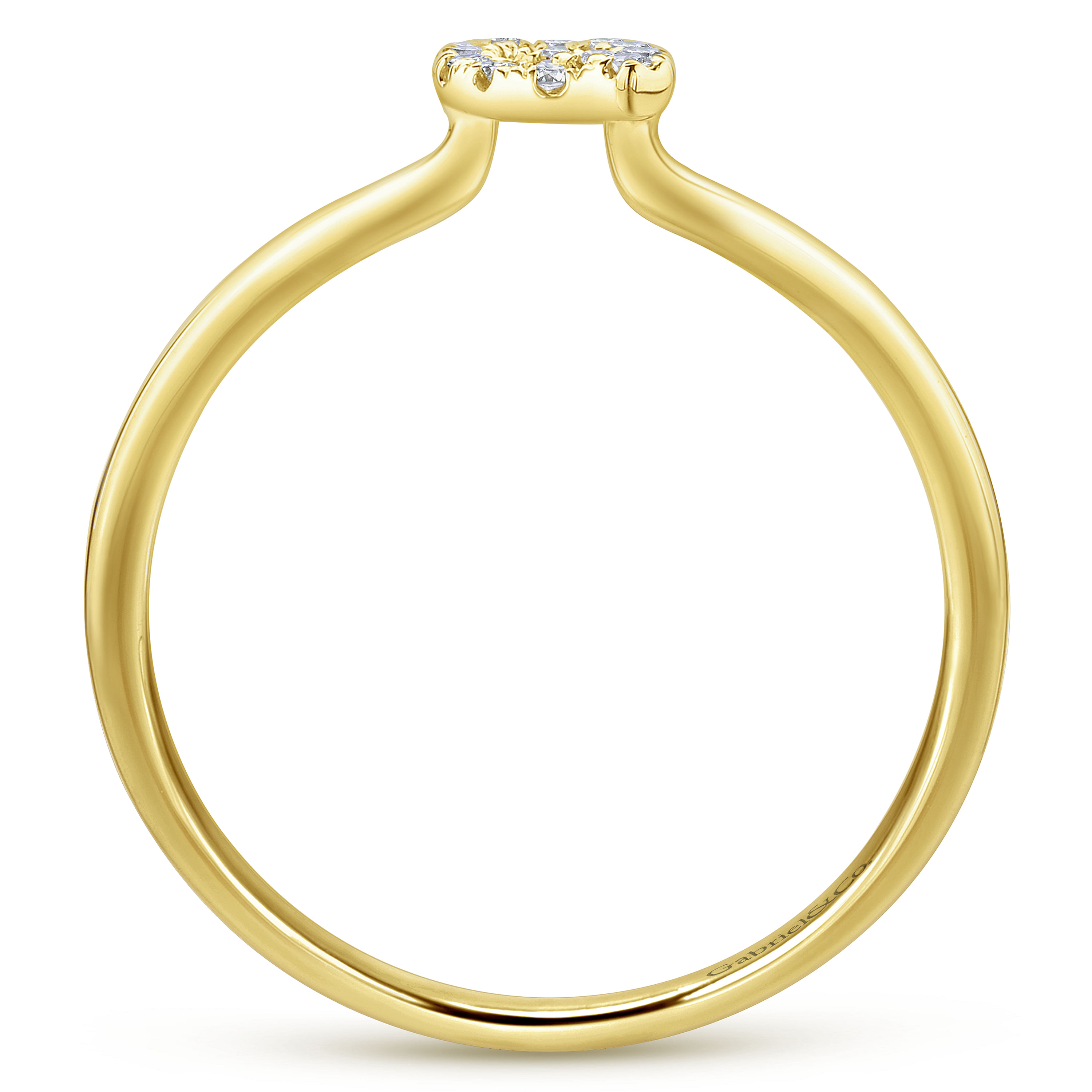 14K Yellow Gold Pave Diamond Uppercase Q Initial Ring - 0.07 ct - Shot 2