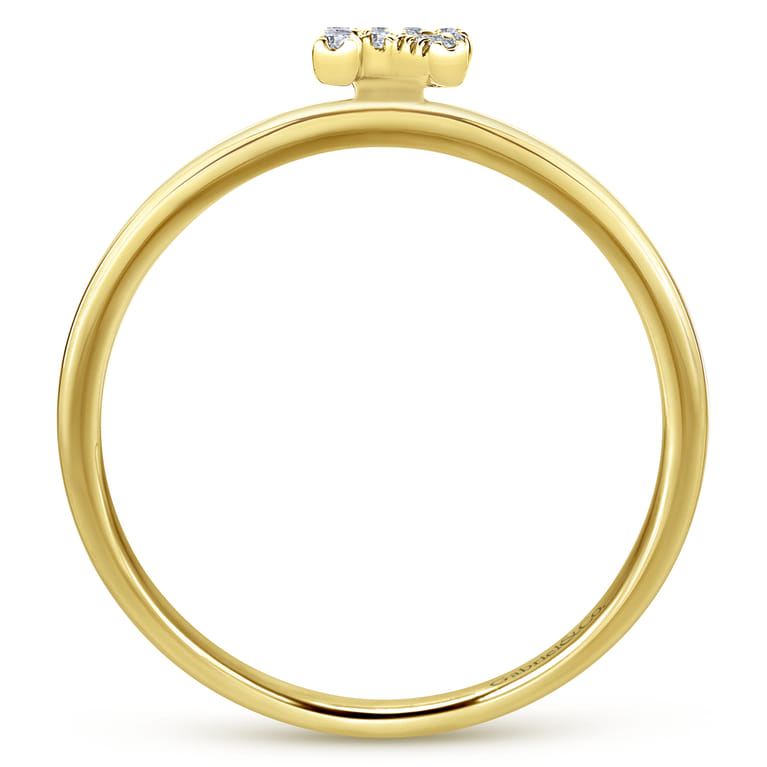 14K Yellow Gold Pave Diamond Uppercase R Initial Ring - 0.06 ct - Shot 2