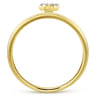 14K Yellow Gold Pave Diamond Uppercase R Initial Ring - 0.06 ct