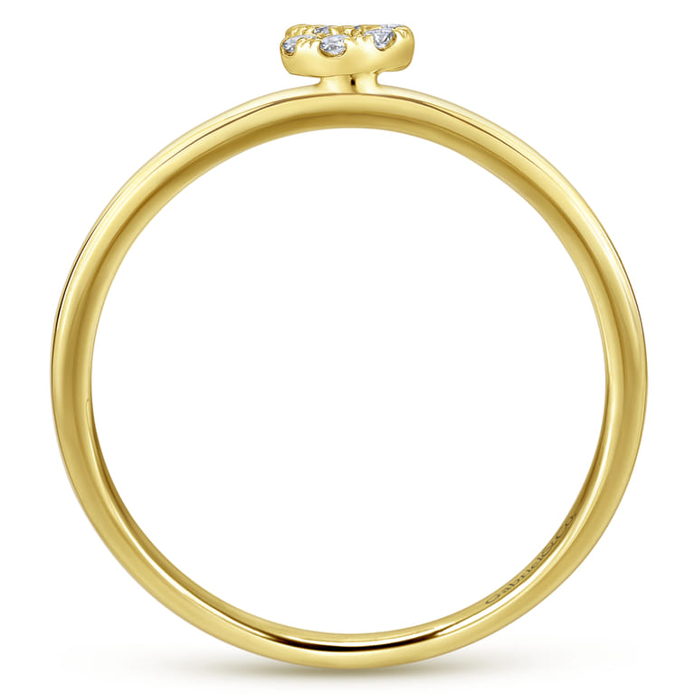 14K Yellow Gold Pave Diamond Uppercase S Initial Ring - 0.07 ct - Shot 2