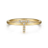 14K Yellow Gold Pave Diamond Uppercase T Initial Ring - 0.05 ct