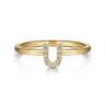 14K Yellow Gold Pave Diamond Uppercase U Initial Ring - 0.06 ct