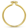 14K Yellow Gold Pave Diamond Uppercase V Initial Ring - 0.05 ct