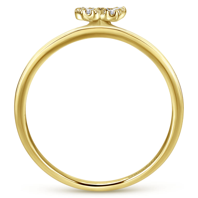 14K Yellow Gold Pave Diamond Uppercase W Initial Ring - 0.08 ct - Shot 2