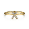 14K Yellow Gold Pave Diamond Uppercase X Initial Ring - 0.06 ct