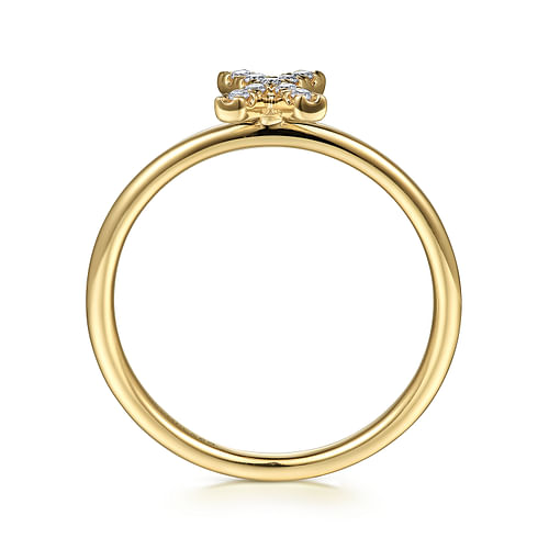 14K Yellow Gold Pave Diamond Uppercase X Initial Ring - 0.06 ct - Shot 2