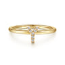 14K Yellow Gold Pave Diamond Uppercase Y Initial Ring - 0.04 ct